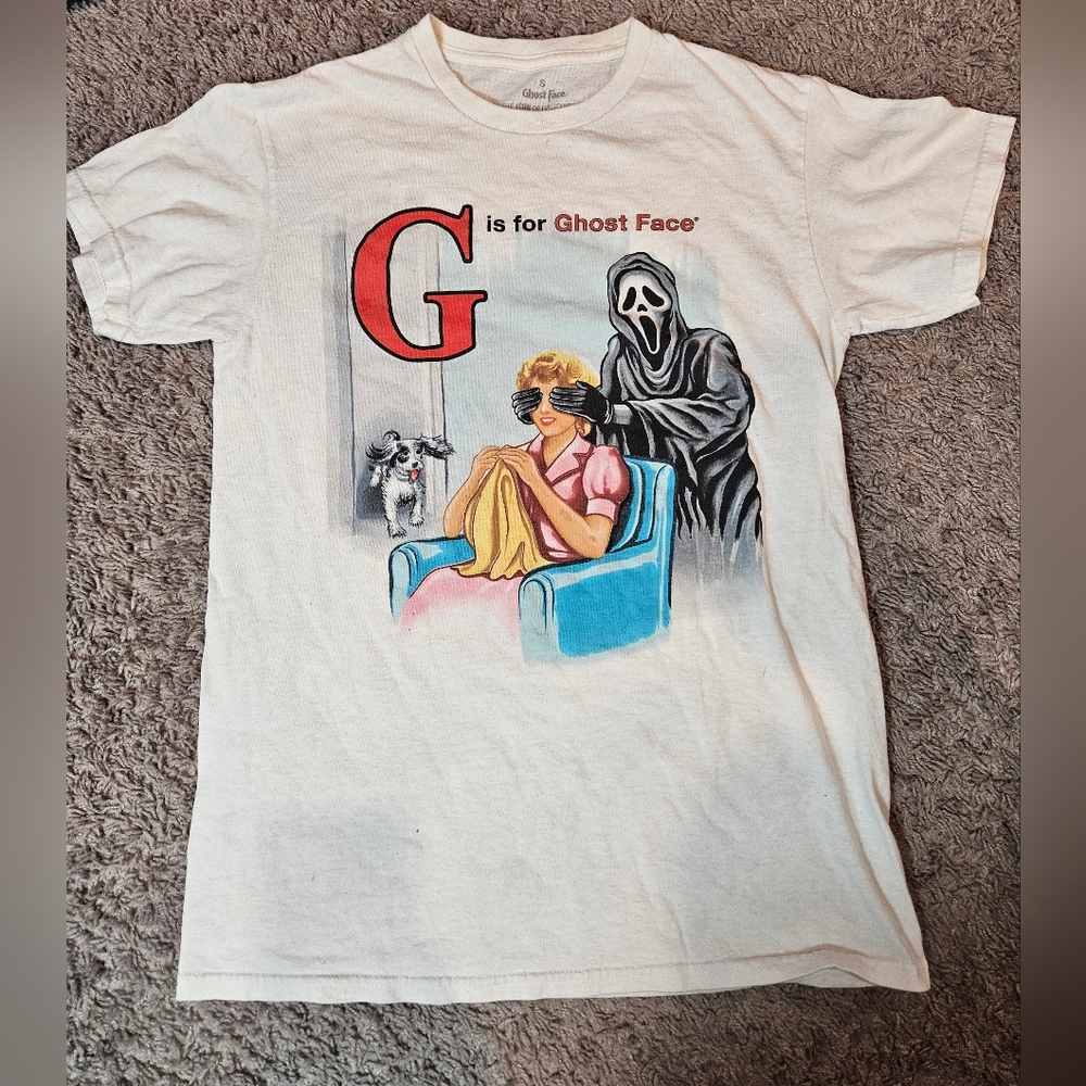 Gildan White Tee with Ghost Face Graphic